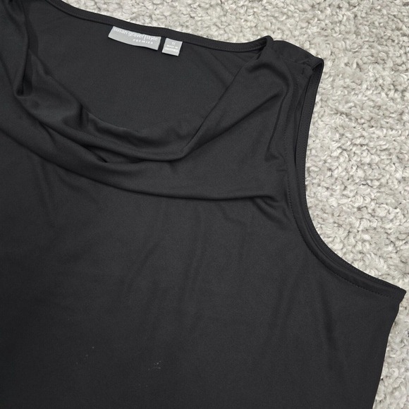 Susan Graver Top Women 1X Black Liquid Knit Stretch Drape Office Minimalist Tank - Picture 3 of 9